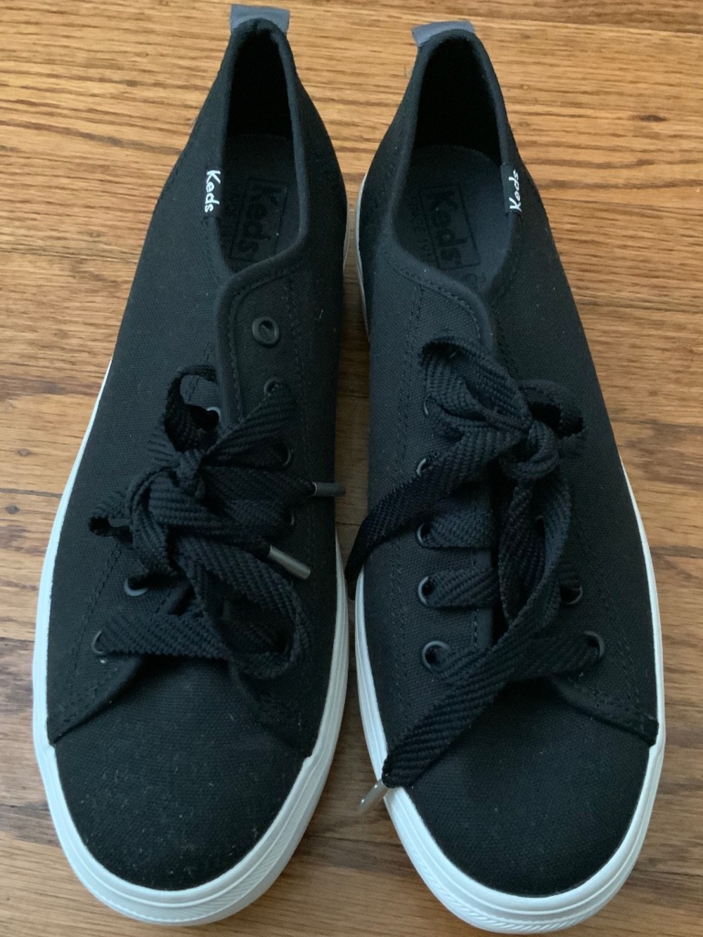 NWOT Black Grey Trim Keds Canvas Platform Triple Up Dream Foam Inner Sole Size 8